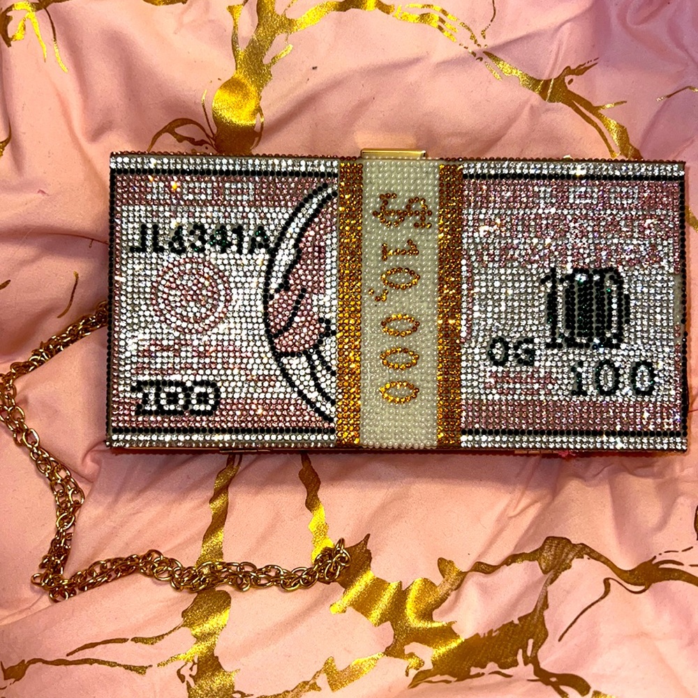 Pink Rinestone Money Sholder Bag